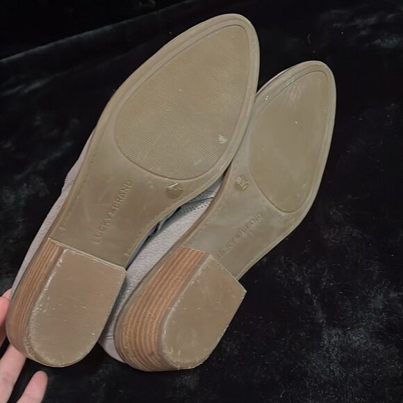 Lucky Brand D'Orsay Taupe Gray Leather Booties - Picture 7 of 9